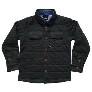 Bench Boys sz 5/6 Years Army Green Button-Up Lined Square Quilted Shirt Jacket